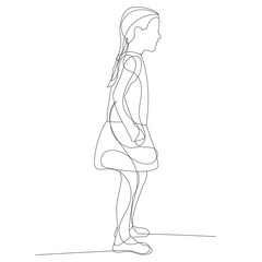  continuous line drawing child little girl