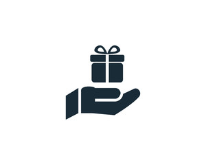 Hand and Gift Box Icon Vector Logo Template Illustration Design