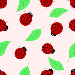 Illustration Vector Graphic of Lady Bug Seamless Pattern