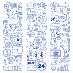 Business and finance online education vector pattern. Start up and innovations