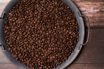 coffee beans on a tray