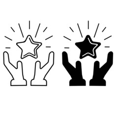 Star in the hands icon vector set. high reward illustration sign collection. status good quality symbol.