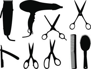 set of scissors and comb