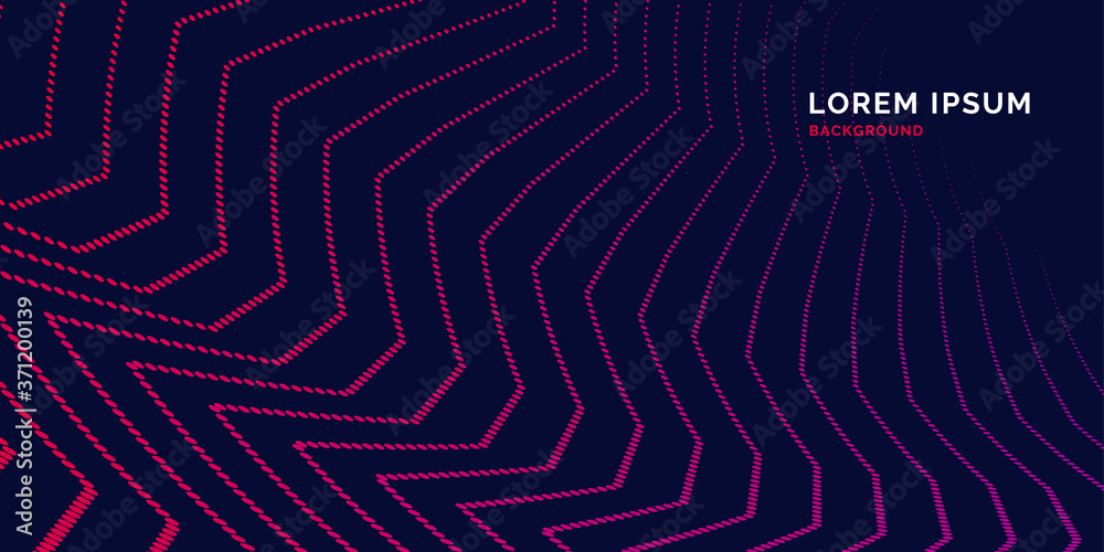 Poster vector abstract background with dynamic waves, line and particles.