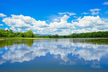 Obraz na płótnie Canvas Beautiful landscape of Klong Sai reservoir in Sa Kaeo, Thailand.