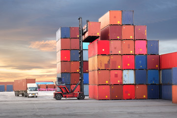 Logistics and container handling business concept in a port