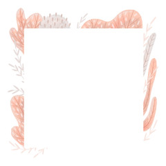Field plants and flowers. delicate pastel colors and shades. plant frame
