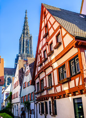 Obraz premium historic facades at the old town of Ulm in Germany