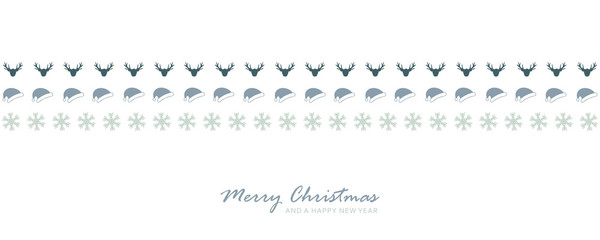 christmas card banner with deer santa cap and snowflake pattern vector illustration EPS10