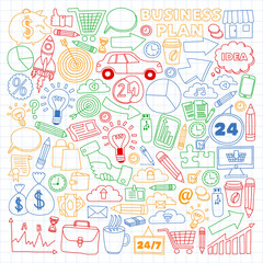 Business and finance online education vector pattern. Start up and innovations