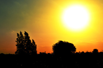 Fototapeta na wymiar Sunset with golden color