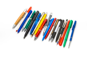 Pencil and pen collection isolated on white