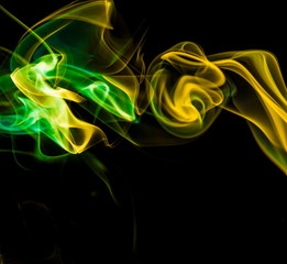 Colored smoke on black background