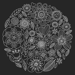 Flowers vector pattern. Background for wedding design, coloring page, book.