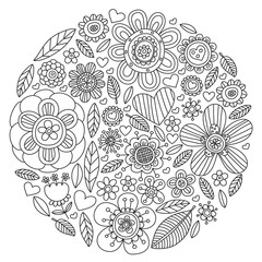Flowers vector pattern. Background for wedding design, coloring page, book.