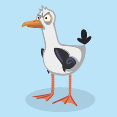 Сute seagull is angry, character illustration