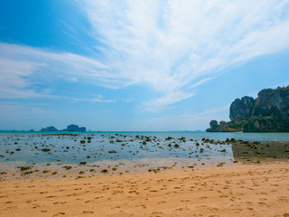 Tonsai beach at low tide. Railay, Krabi, Thailand