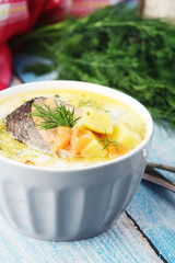 Scandinavian fish soup in a bowl