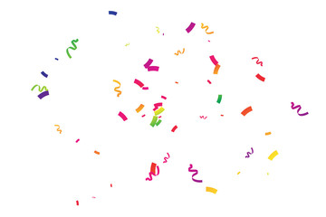 Colorful Confetti And Ribbon On White Background. Celebration & Party. Vector Illustration