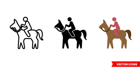 Ride icon of 3 types color, black and white, outline. Isolated vector sign symbol.