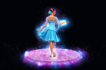 Girl athlete dancing sports ballroom dancing.