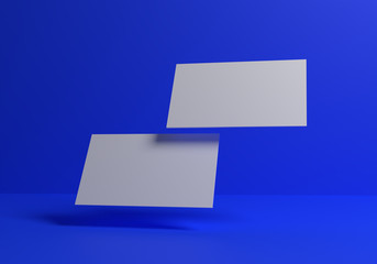 Realistic floating business  cardss. 3D Rendering