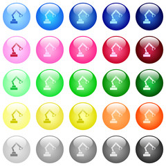 Robot arm icons in color glossy buttons