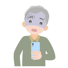 スマホを見て困っている男性4_線なし