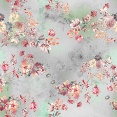 Watercolor seamless pattern cute roses, pattern for fabric and wallpaper