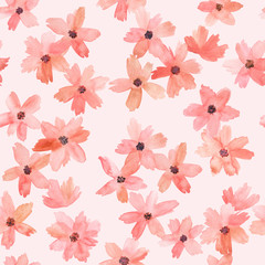 Watercolor flower seamless pattern. Hand drawn floral repeat pattern, abstract botanical design