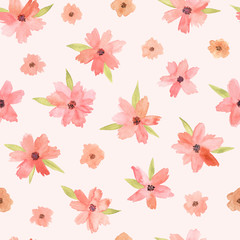 Watercolor flower seamless pattern. Hand drawn floral repeat pattern, abstract botanical design