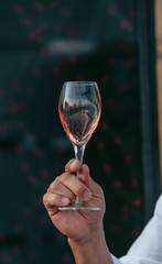 Sparkling rose Glass of wine for summer tasting.
