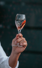 Sparkling rose Glass of wine for summer tasting.
