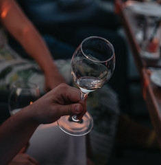 Sparkling rose Glass of wine for summer tasting.
