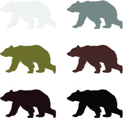 set of bears silhouettes
