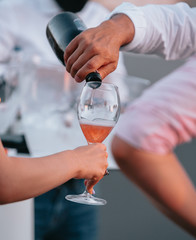 Sparkling rose Glass of wine for summer tasting.
