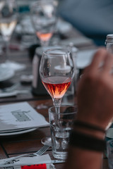Sparkling rose Glass of wine for summer tasting.
