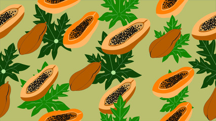 papaya seamless pattern vector illustration