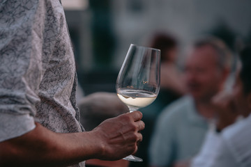 Sparkling rose Glass of wine for summer tasting.
