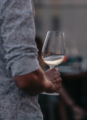 Sparkling rose Glass of wine for summer tasting.
