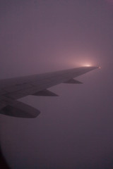 Fototapeta na wymiar From The Window Of Airplane, Signal Light Night Time Travel.