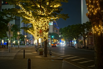 A night view of the street in Sannomiya, Kobe, Hyogo Prefecture, Japan