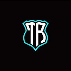 Initial T R letter with shield style logo template vector