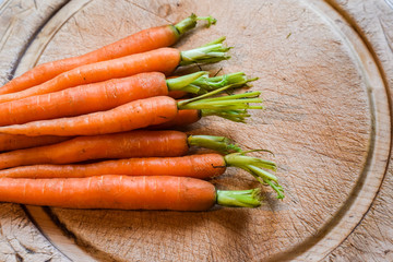 Fresh washed carrots from home grown vegetable patch