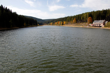 Talsperre, Luetsche-Talsperre, Frankenhain, Thuringen, Deutschland, Europa