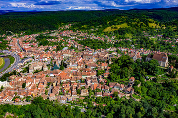 Schäßburg in Rumänien aus der Luft