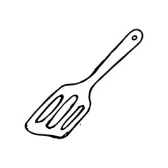 Kitchen spatula hand drawn icon vector