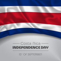 Costa Rica happy independence day greeting card, banner vector illustration