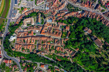 Schäßburg in Rumänien aus der Luft