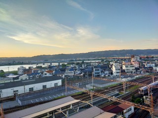 線路と夕焼け